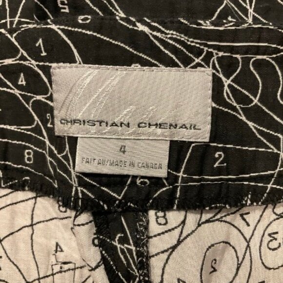 Christian Chenail black and white abstract pattern pants size 4 - Picture 3 of 4